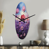 Zinnias Violet Serenade II - Asymmetric Metal Wall Clock