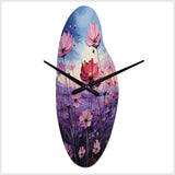 Zinnias Violet Serenade II - Asymmetric Metal Wall Clock