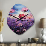 Zinnias Violet Serenade II - Asymmetric Metal Wall Clock