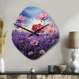 Zinnias Violet Serenade II - Asymmetric Metal Wall Clock