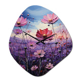 Zinnias Violet Serenade II - Asymmetric Metal Wall Clock