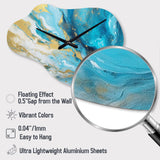 Turquoise Gold Infused Marble III - Asymmetric Metal Wall Clock