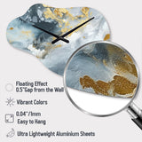 Grey and Gold Tender Liquid Ink Art II - Asymmetric Metal Wall Clock