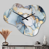 Grey and Gold Tender Liquid Ink Art III - Asymmetric Metal Wall Clock