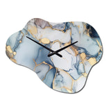 Grey and Gold Tender Liquid Ink Art III - Asymmetric Metal Wall Clock