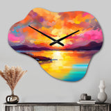 Sunset With Colorful Reflections II - Asymmetric Metal Wall Clock