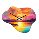 Sunset With Colorful Reflections II - Asymmetric Metal Wall Clock
