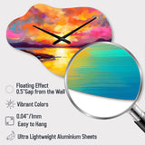 Sunset With Colorful Reflections II - Asymmetric Metal Wall Clock