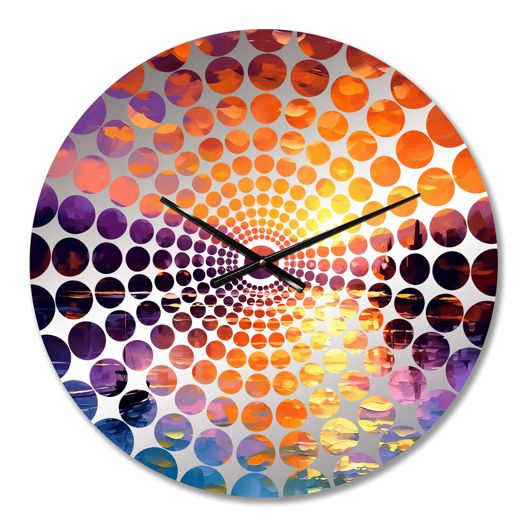 Sunset With Colorful Reflections III - Coastal Metal Wall Clock