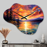 Sunset With Colorful Reflections IV - Asymmetric Metal Wall Clock