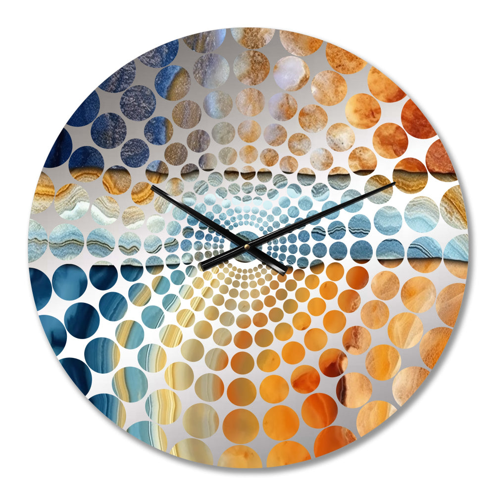 Segment Layers of Marbled Rock II - Abstract Metal Wall Clock