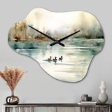 Ducks in Pond I - Asymmetric Metal Wall Clock