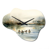Ducks in Pond II - Asymmetric Metal Wall Clock