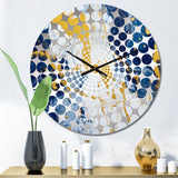 Blue and Gold Luxury Abstract Fluid Art XI - Abstract Metal Wall Clock