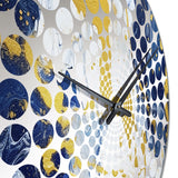 Blue and Gold Luxury Abstract Fluid Art XI - Abstract Metal Wall Clock