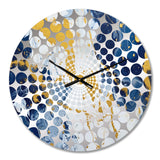 Blue and Gold Luxury Abstract Fluid Art XI - Abstract Metal Wall Clock