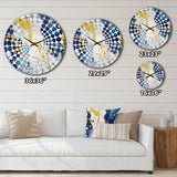 Blue and Gold Luxury Abstract Fluid Art XI - Abstract Metal Wall Clock