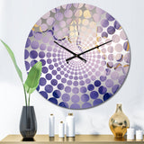 Purple and Gold Marble Ink Clouds VI - Abstract Metal Wall Clock