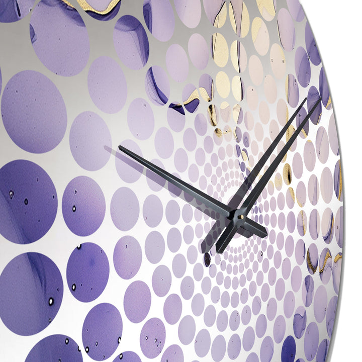 Purple and Gold Marble Ink Clouds VI - Abstract Metal Wall Clock