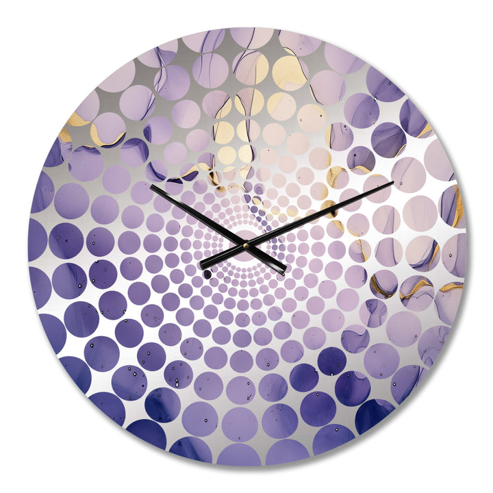 Purple and Gold Marble Ink Clouds VI - Abstract Metal Wall Clock