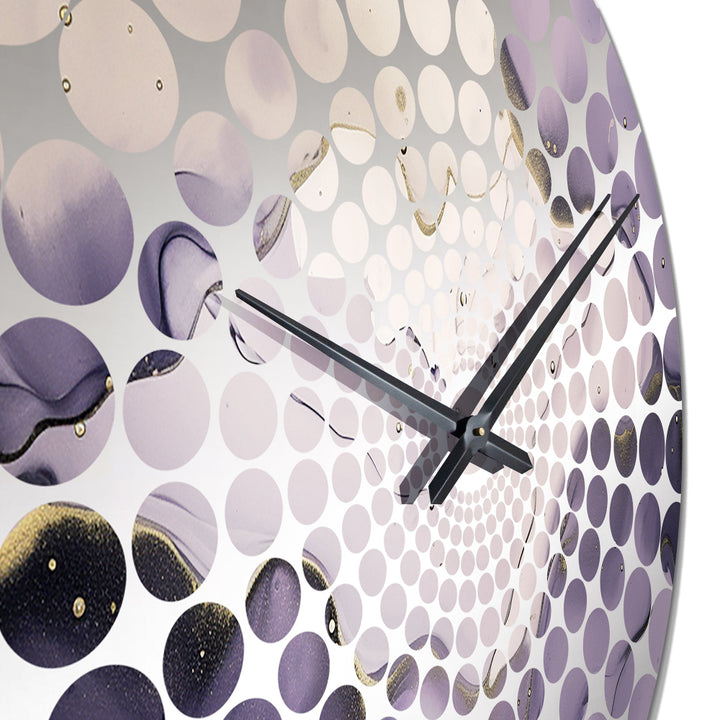 Purple and Grey Marble Ink Clouds VII - Abstract Metal Wall Clock