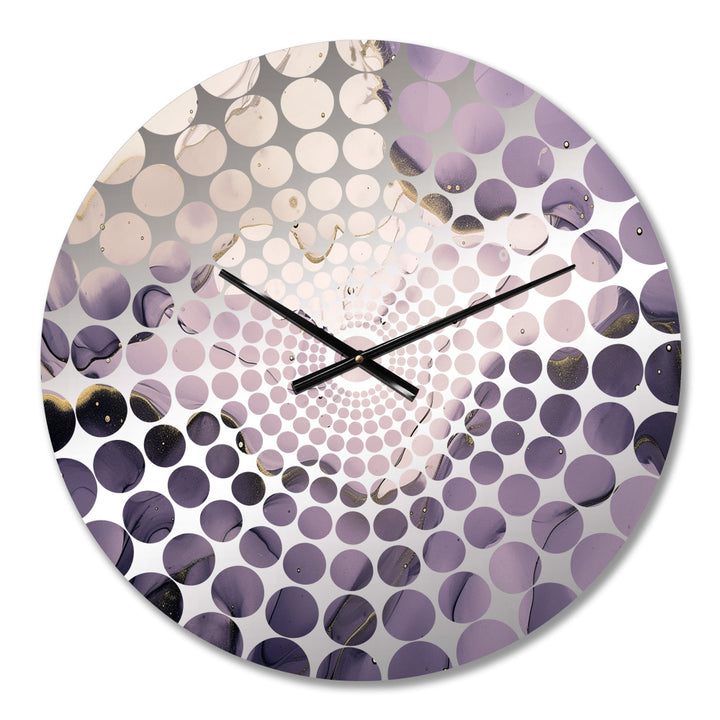 Purple and Grey Marble Ink Clouds VII - Abstract Metal Wall Clock