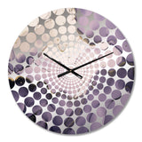 Purple and Grey Marble Ink Clouds VII - Abstract Metal Wall Clock