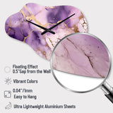 Purple and Gold Marble Ink Clouds VII - Asymmetric Metal Wall Clock