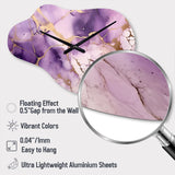 Purple and Gold Marble Ink Clouds VII - Asymmetric Metal Wall Clock
