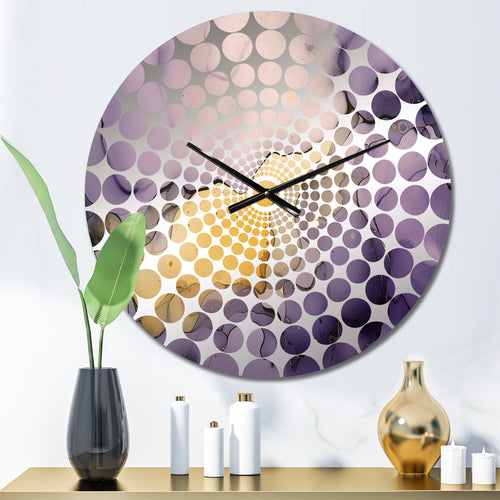 Purple and Grey Marble Ink Clouds VIII - Abstract Metal Wall Clock