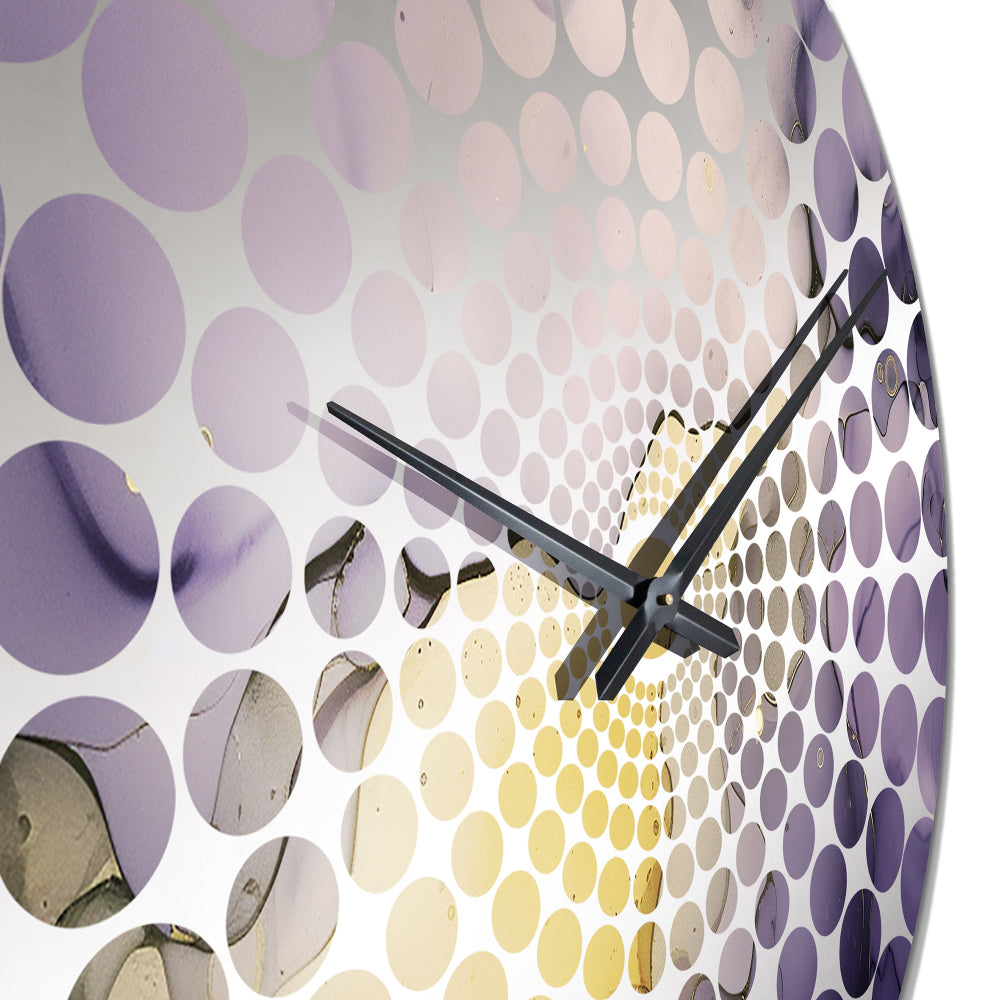 Purple and Grey Marble Ink Clouds VIII - Abstract Metal Wall Clock