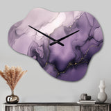 Purple and Grey Marble Ink Clouds X - Asymmetric Metal Wall Clock