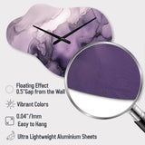 Purple and Grey Marble Ink Clouds X - Asymmetric Metal Wall Clock