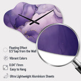 Purple and Gold Marble Ink Clouds IX - Asymmetric Metal Wall Clock