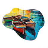 Three Boats In The Harbor I - Asymmetric Metal Wall Clock