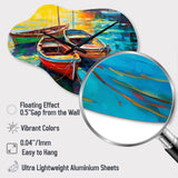 Three Boats In The Harbor I - Asymmetric Metal Wall Clock