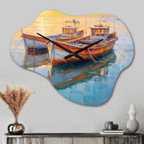 Two Boats In The Harbor III - Asymmetric Metal Wall Clock