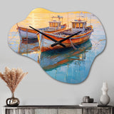 Two Boats In The Harbor III - Asymmetric Metal Wall Clock