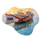 Two Boats In The Harbor III - Asymmetric Metal Wall Clock