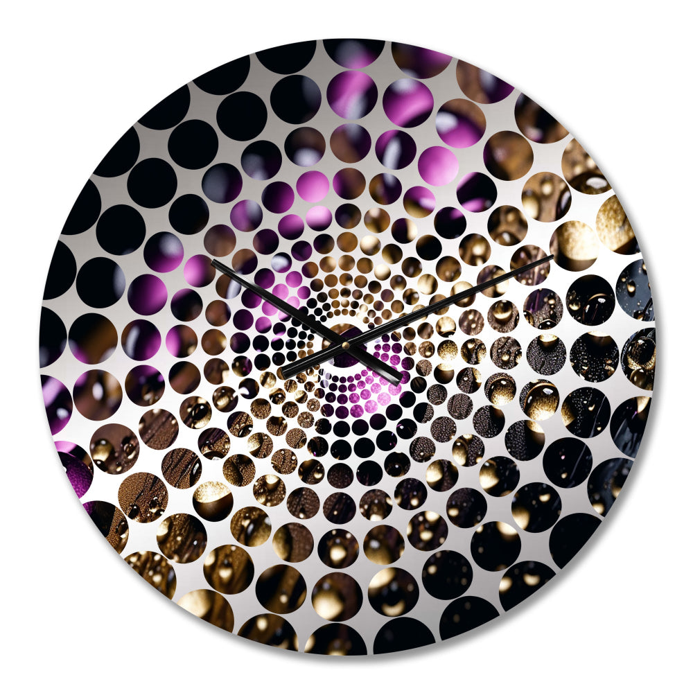 Purple Rose with Raindrops II - Floral Metal Wall Clock