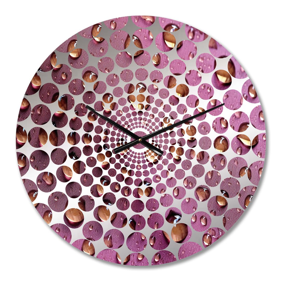 Red Rose With Raindrops On Black IV - Floral Metal Wall Clock