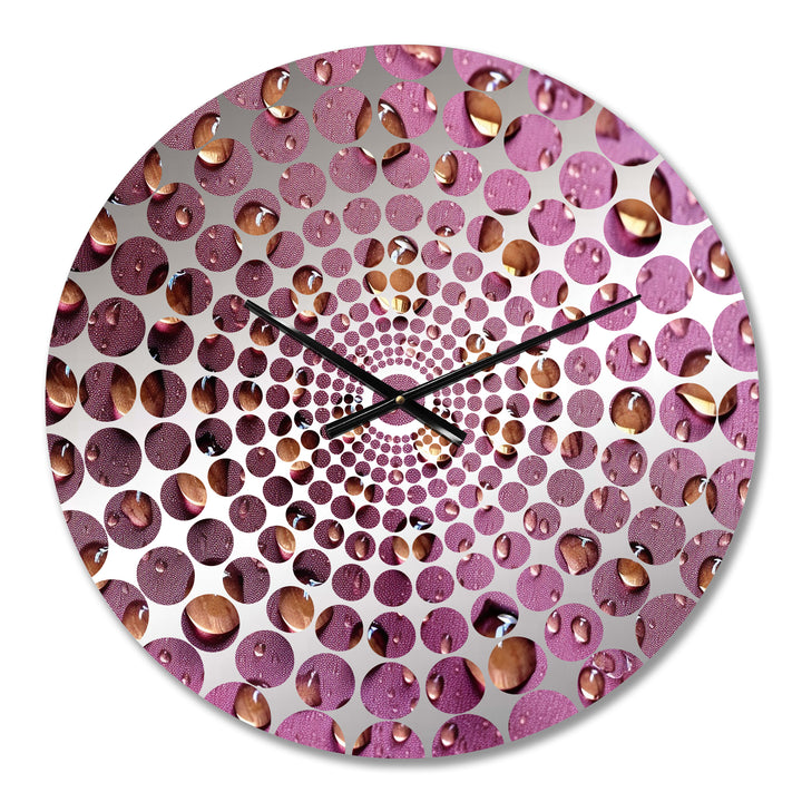 Red Rose With Raindrops On Black IV - Floral Metal Wall Clock