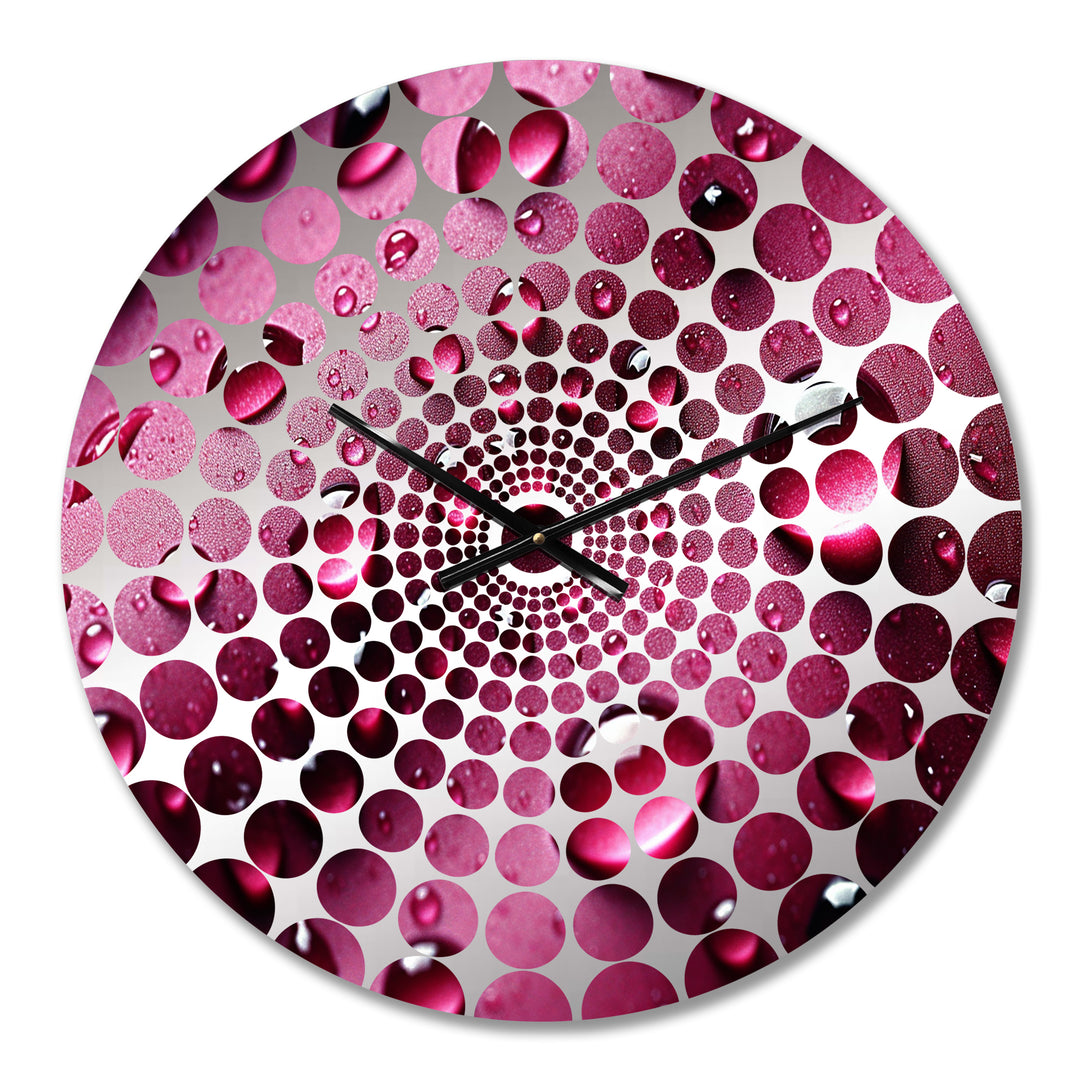 Red Rose With Raindrops On Black VIII - Floral Metal Wall Clock
