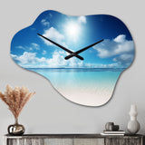 Sand and Blue Caribbean Sea II - Asymmetric Metal Wall Clock