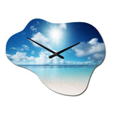 Sand and Blue Caribbean Sea II - Asymmetric Metal Wall Clock