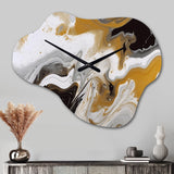 Gold and Black Marble Waves III - Asymmetric Metal Wall Clock