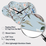 Chinoiserie With Birds and Peonies XI - Asymmetric Metal Wall Clock