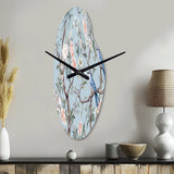 Chinoiserie With Birds and Peonies XI - Asymmetric Metal Wall Clock