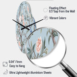 Chinoiserie With Birds and Peonies XI - Asymmetric Metal Wall Clock