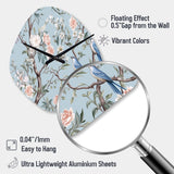 Chinoiserie With Birds and Peonies XI - Asymmetric Metal Wall Clock